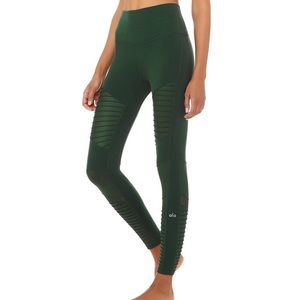 alo high waisted moto leggings - forest green xs